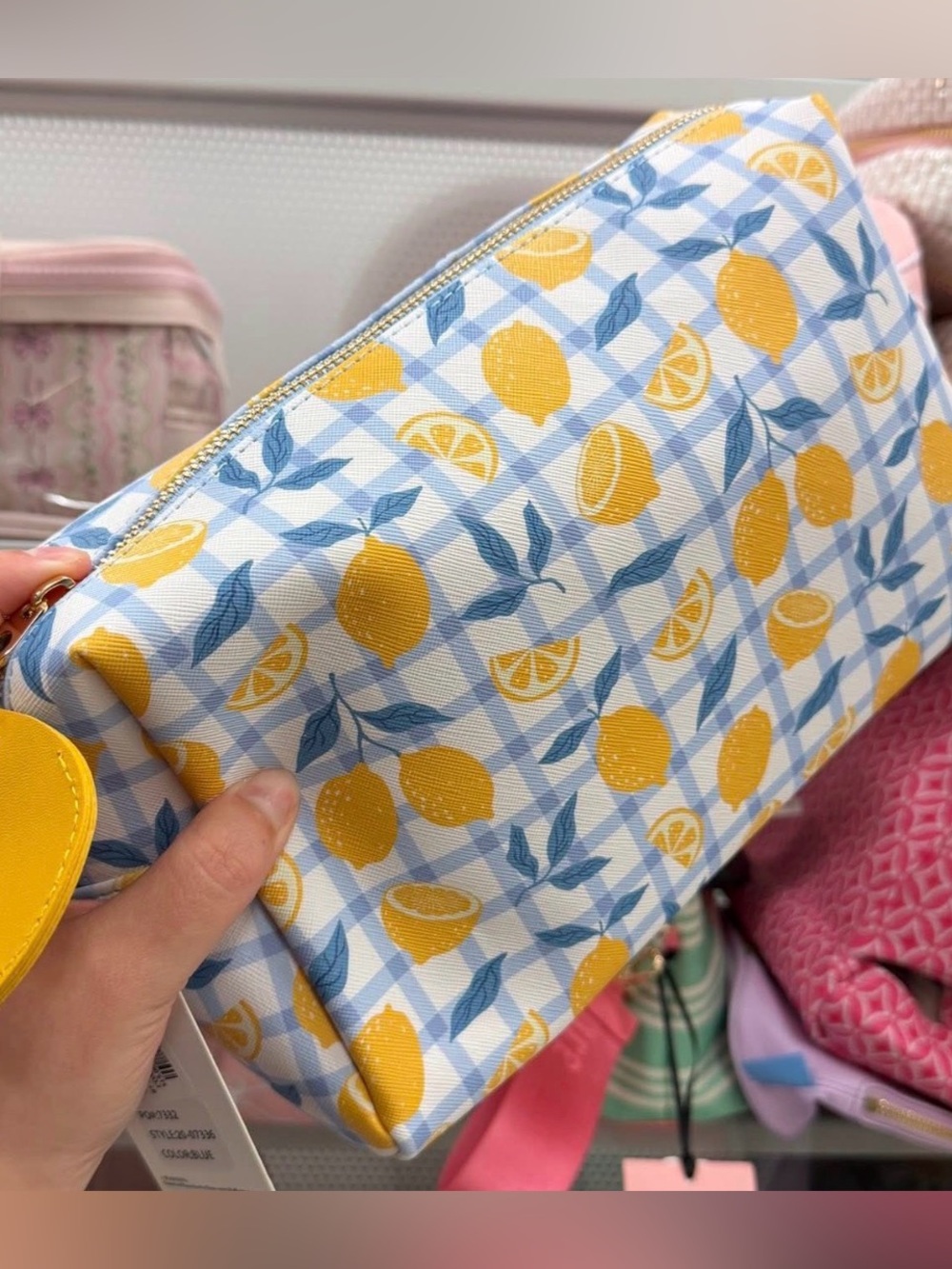 Lemon Print Cosmetic Pouch - Yellow & Blue